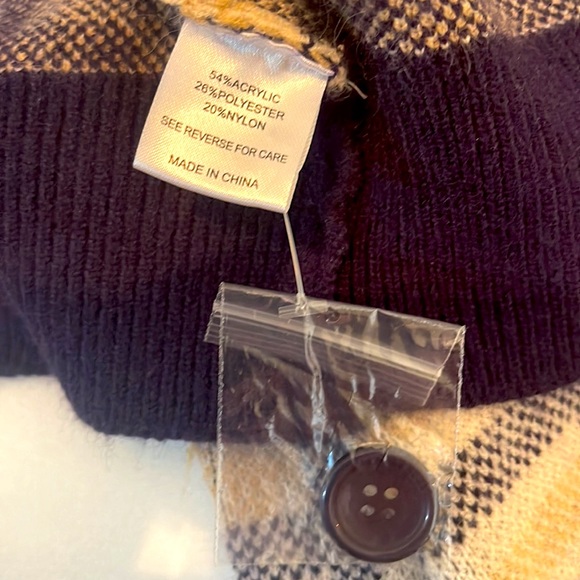 WITTY FOX NWOT BUTTON FRONT V NECK PLAID CARDIGAN XS OVERSIZED - Picture 5 of 7